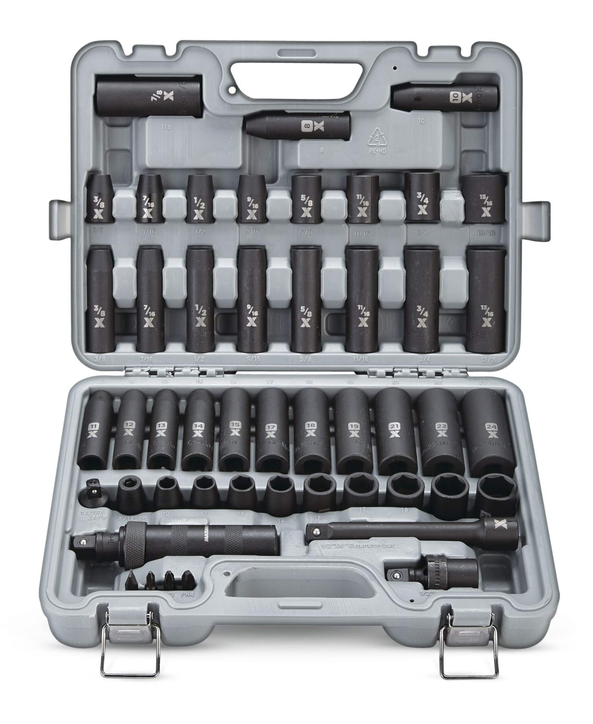 MAXIMUM 1/2-in Drive Professional Grade Impact Socket Set, 48-pc, CRMO Front_Elevated