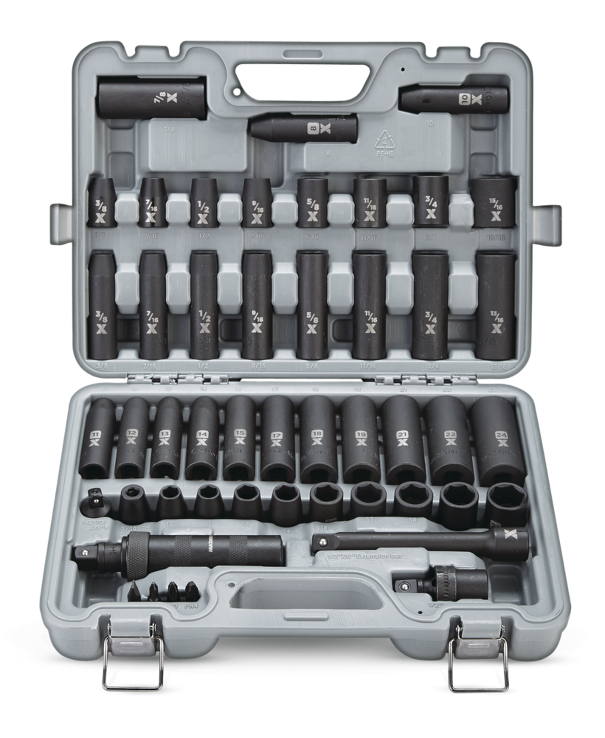 MAXIMUM 1/2-in Drive Professional Grade Impact Socket Set, 48-pc, CRMO Front_Flat