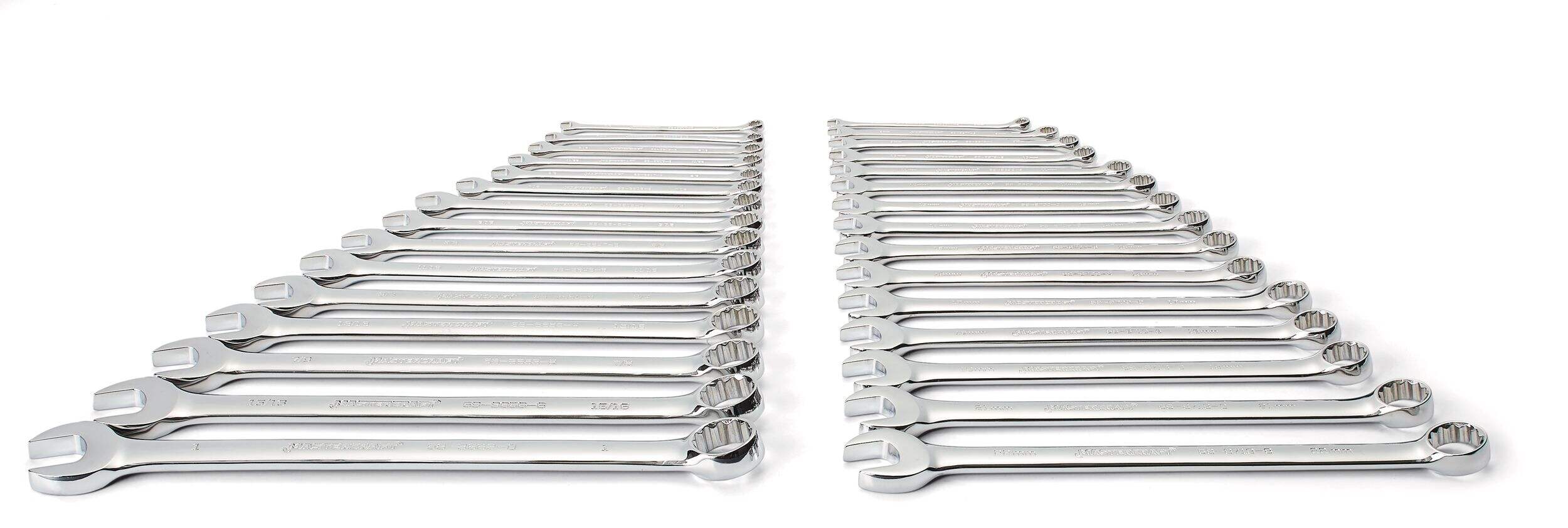 Mastercraft Combination Wrench Set, 30pc, SAE/Metric, NickelChrome