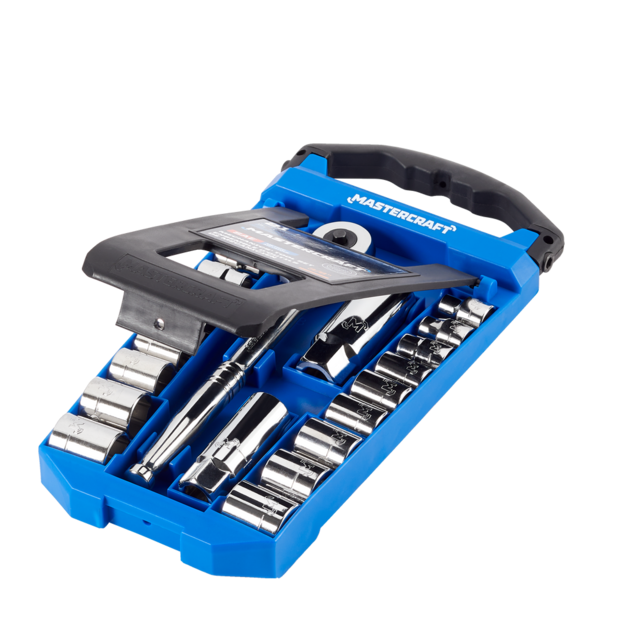 Mastercraft Socket Set, 3/8in Drive, SAE/Metric, CRV, NickelChrome