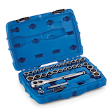 Mastercraft Socket Set, SAE / Metric, CRV, Nickel-Chrome Plating, 41-pc Front_Three_Fourths_Angled_Right