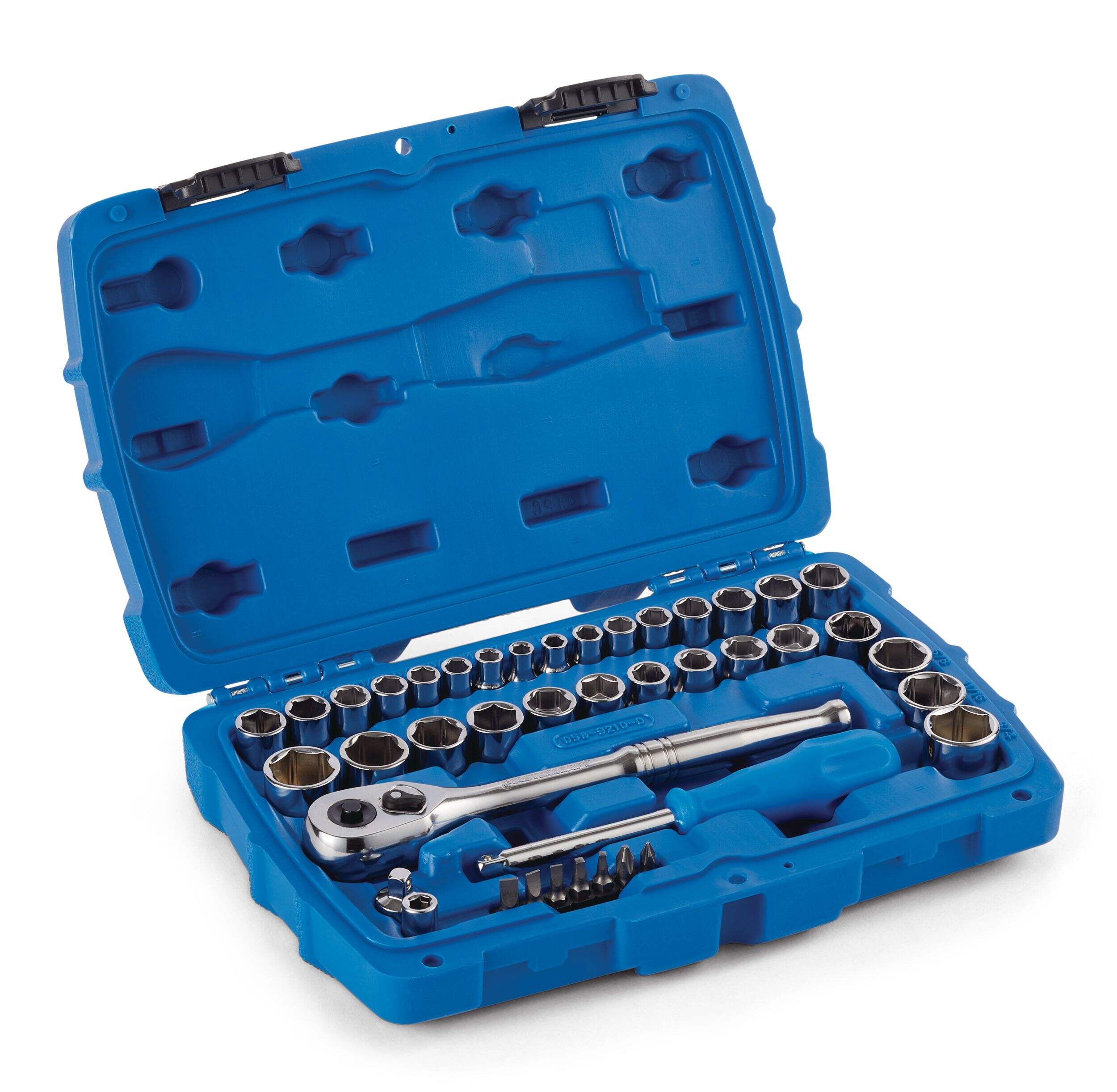 Mastercraft Socket Set, SAE / Metric, CRV, Nickel-Chrome Plating, 41-pc Front_Three_Fourths_Angled_Right