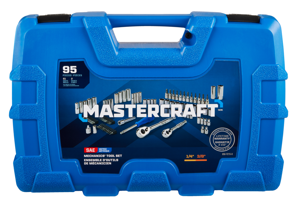 Mastercraft Socket Set, 95pc, SAE / Metric, CRV, NickelChrome Plating