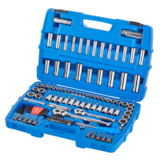 Mastercraft Socket Set, 128-pc, SAE / Metric, CRV, Nickel-Chrome Plating Front_Three_Fourths_Angled_Left