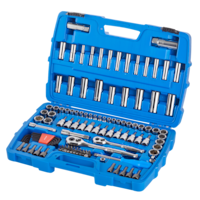 Mastercraft Socket Set, 128-pc, SAE / Metric, CRV, Nickel-Chrome Plating Front_Three_Fourths_Angled_Left
