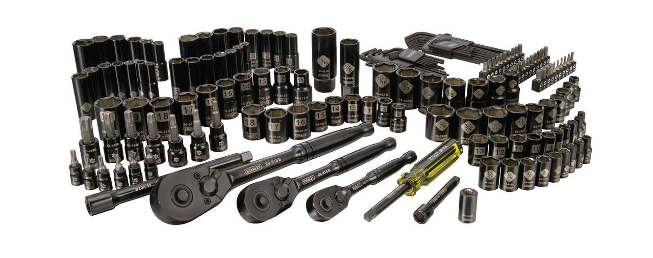 Stanley Black Chrome Socket Set, 164-pc