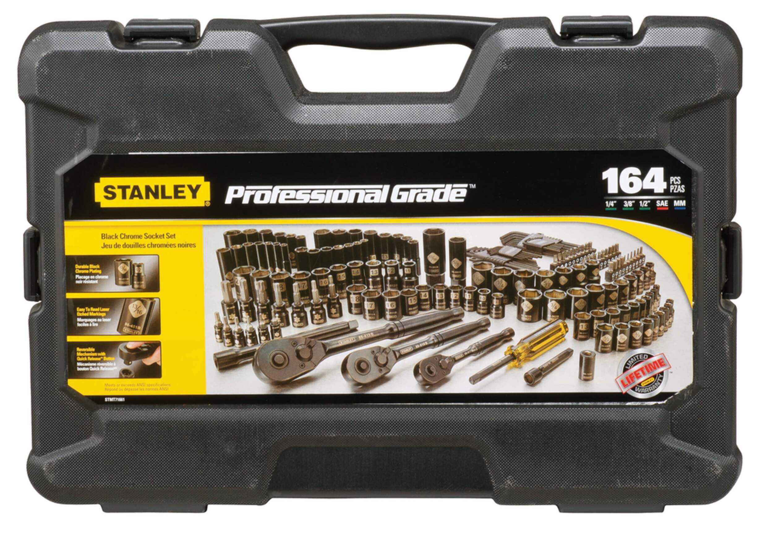 Stanley Black Chrome Socket Set, 164pc Canadian Tire