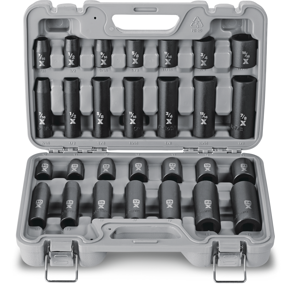 MAXIMUM 1/2in Drive Professional Grade Impact Socket Set, 28pc, CRMO