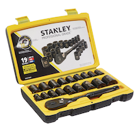 Stanley Professional Grade Black Chrome Socket Set, 19-pc, SAE/Metric Front_Angled_Right