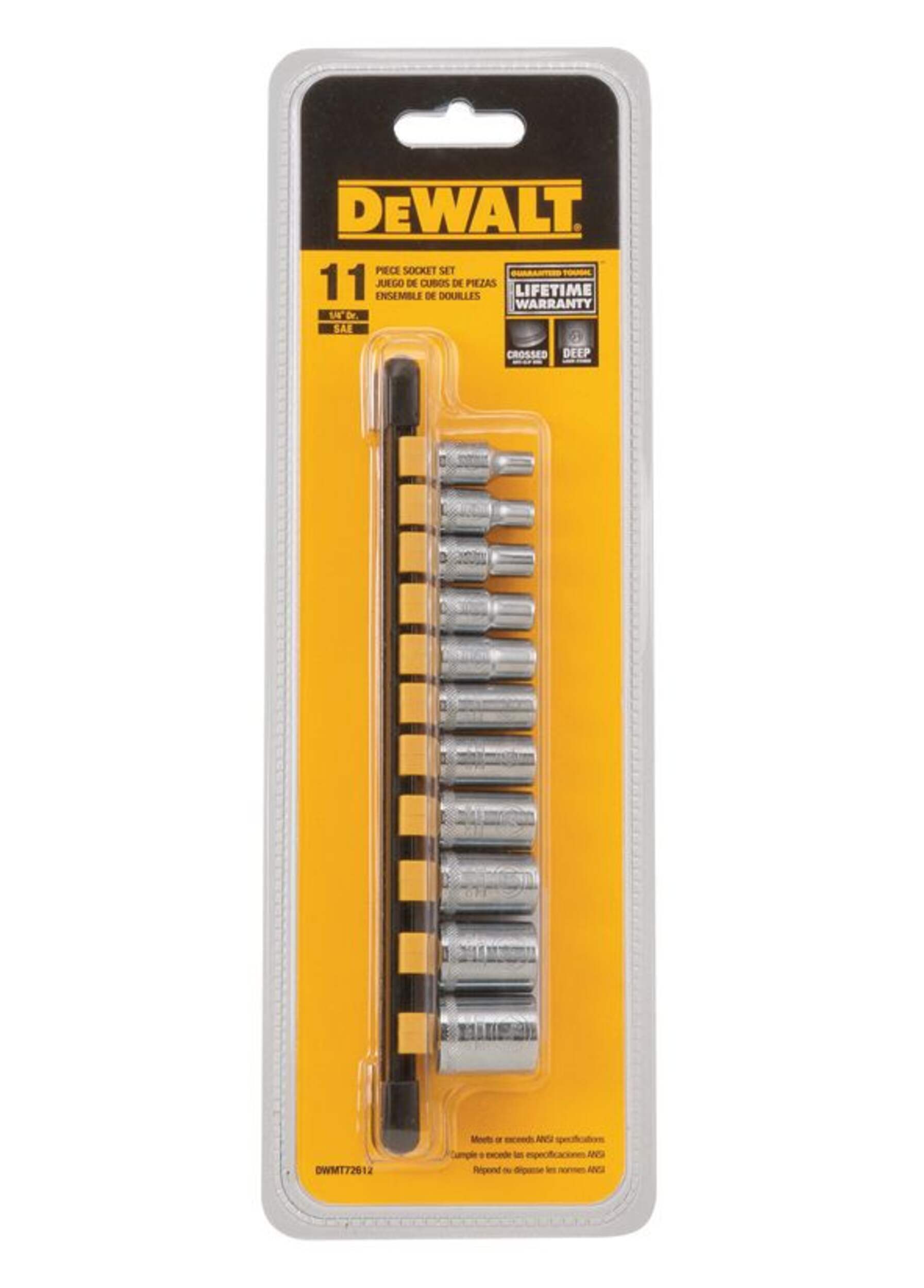 DEWALT 1/4-in SAE Regular Socket Set, 11-pc Front_Flat