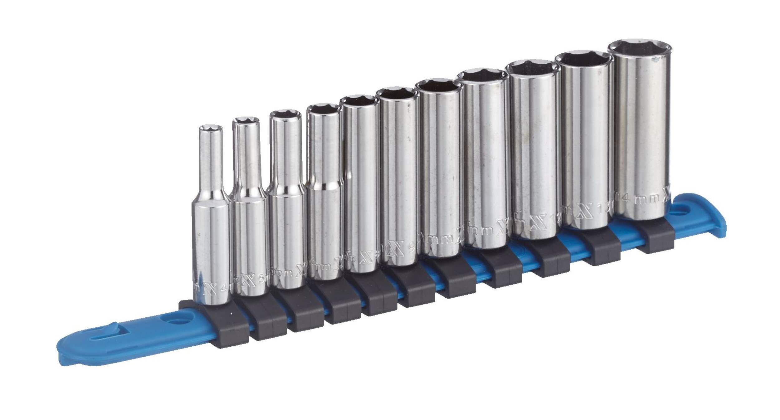MAXIMUM 1/4-in Drive Deep Socket Set 11-pc, CRV, Nickel-Chrome Plating Front_Angled_Right