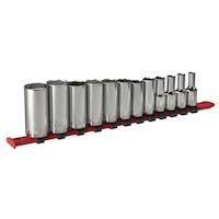 MAXIMUM 3/8-in Drive Deep Socket Set 12-pc, SAE, CRV, Nickel-Chrome Plating Front_Angled_Right