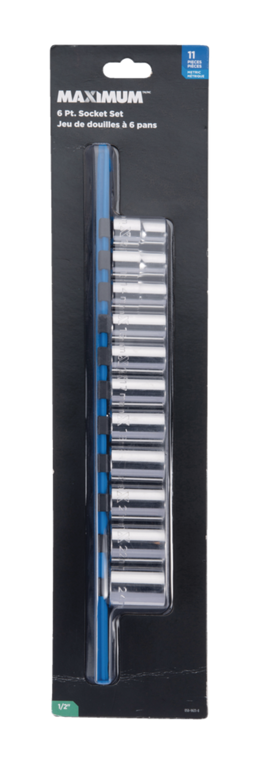 MAXIMUM 1/2-in Drive 6 Pt. Socket Set, Metric, Nickel-Chrome Plating, 11-pc Front_Flat
