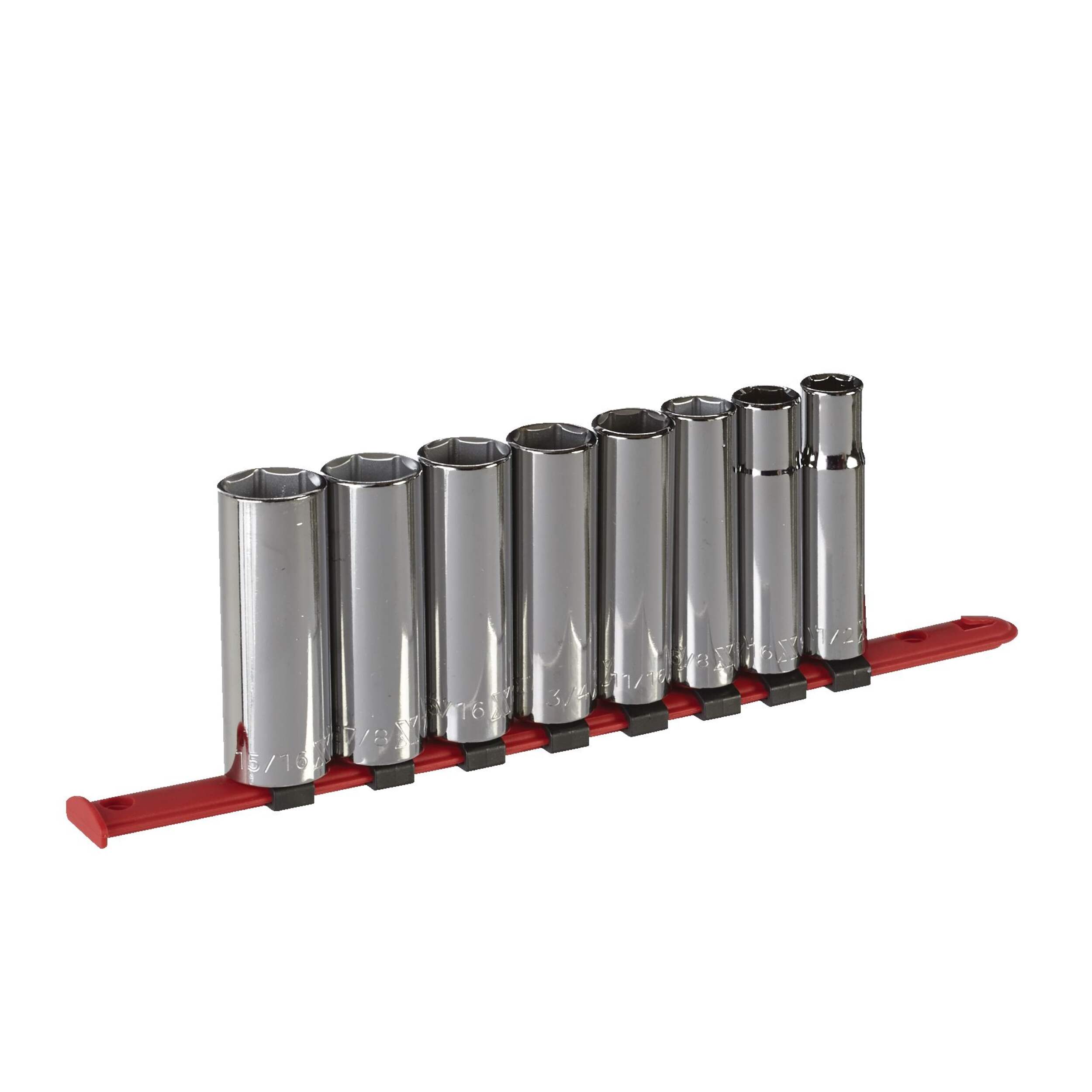 MAXIMUM 1/2-in Drive 6 Pt. Deep Socket Set, SAE, Nickel-Chrome Plating, 8-pc Front_Angled_Right