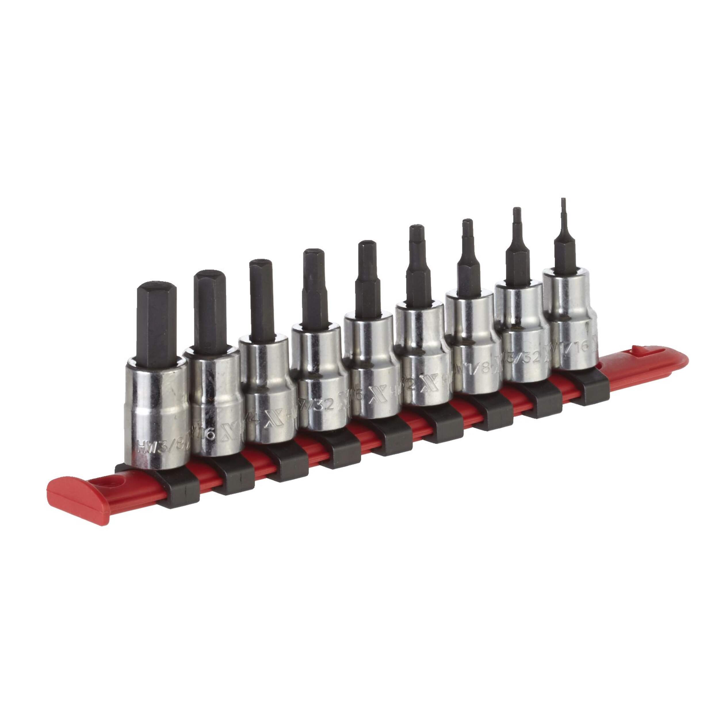 MAXIMUM 3/8-in Drive Hex Bit Socket Set, Chrome-Plated, 9-pc, SAE Front_Angled_Right