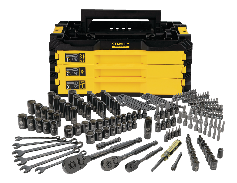 Stanley Professional Grade Black Chrome Socket Set, 203pc SAE/Metric