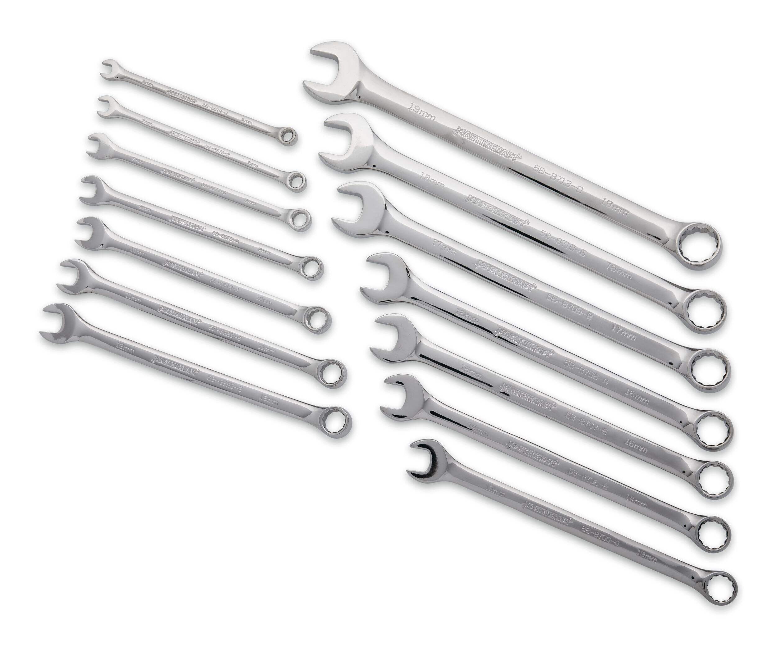 Mastercraft Combination Wrench Set, Metric, 14-pc Overhead_Flat