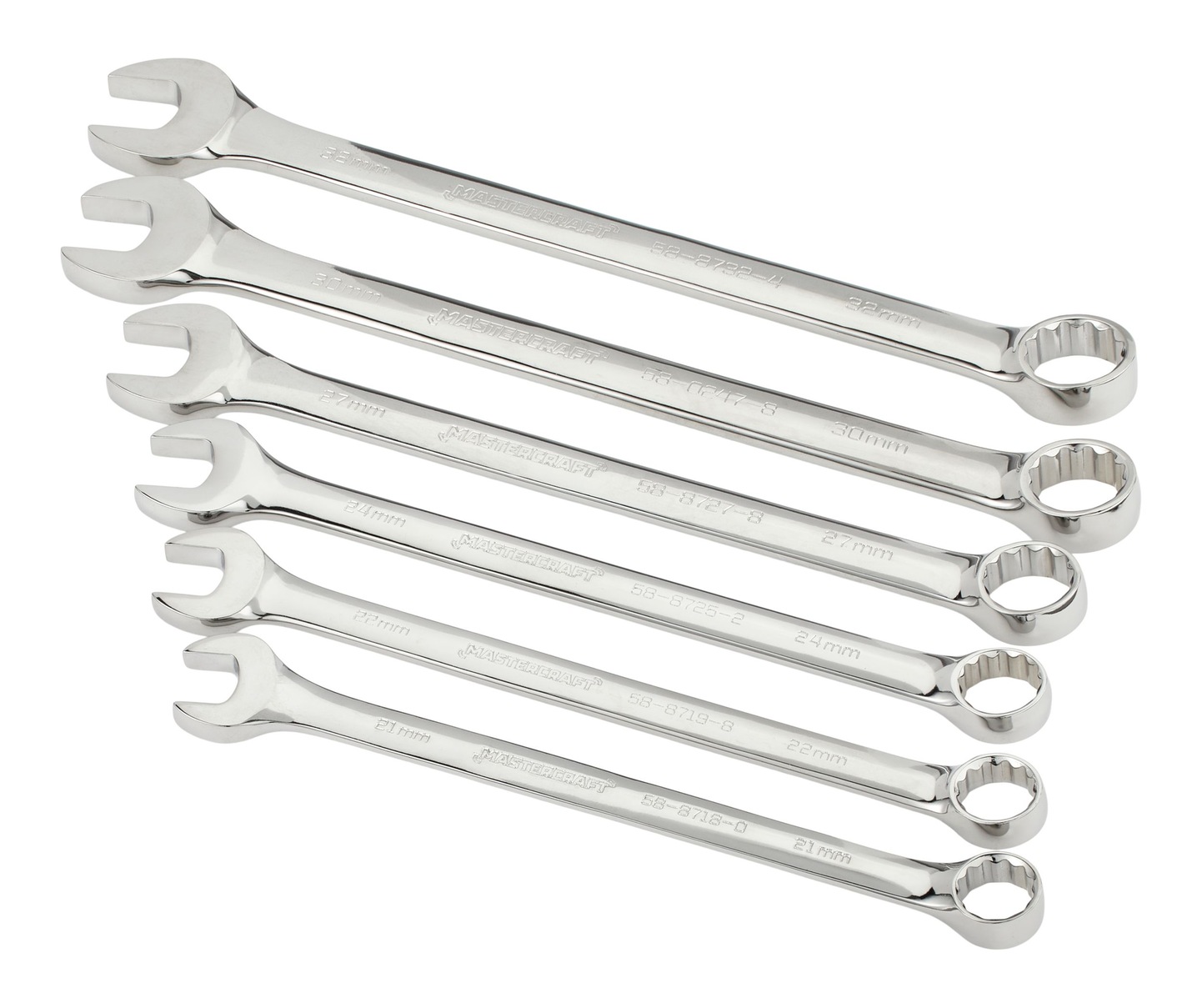Mastercraft Jumbo Wrench Set, 6pc, Metric, NickelChrome Plating