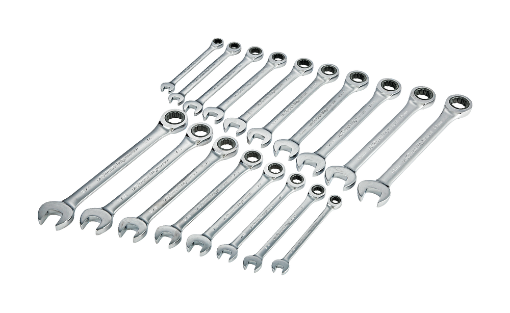 MAXIMUM Professional Grade Ratcheting Wrench Set, 18-pc, SAE / Metric ...