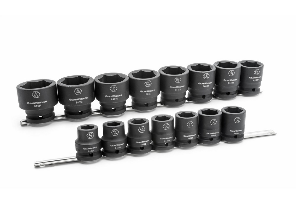 GearWrench 3/4in Drive Regular Impact Socket Set, 15pc, 3/4in, SAE