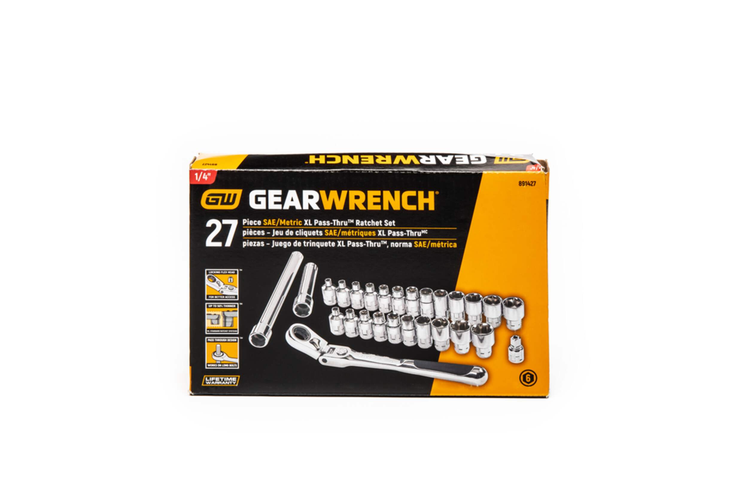 GearWrench PassThru™ 1/4in Drive Socket Set 27pc, SAE/Metric