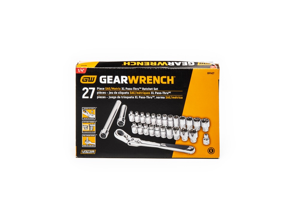 GearWrench PassThru™ 1/4in Drive Socket Set 27pc, SAE/Metric