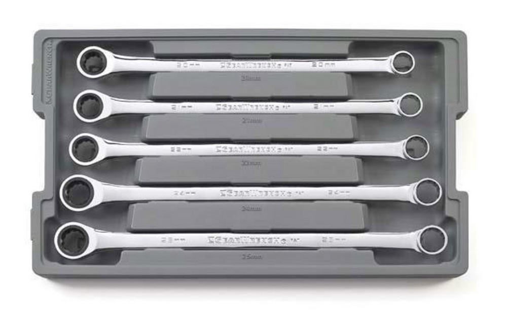 Gearwrench QuadBox Ratcheting Wrench Set, 5pc, Metric, CRV, Chrome