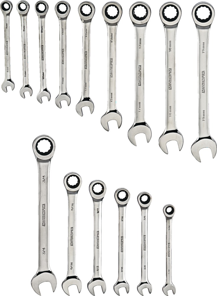 MAXIMUM Professional Grade Ratcheting Wrench Set, 15-pc, SAE/Metric