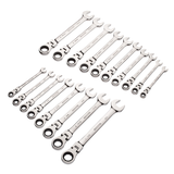 MAXIMUM Flexhead Wrench Set, SAE/Metric, Nickel-Chrome Plating, 18-pc Front_Three_Fourths_Angled_Left