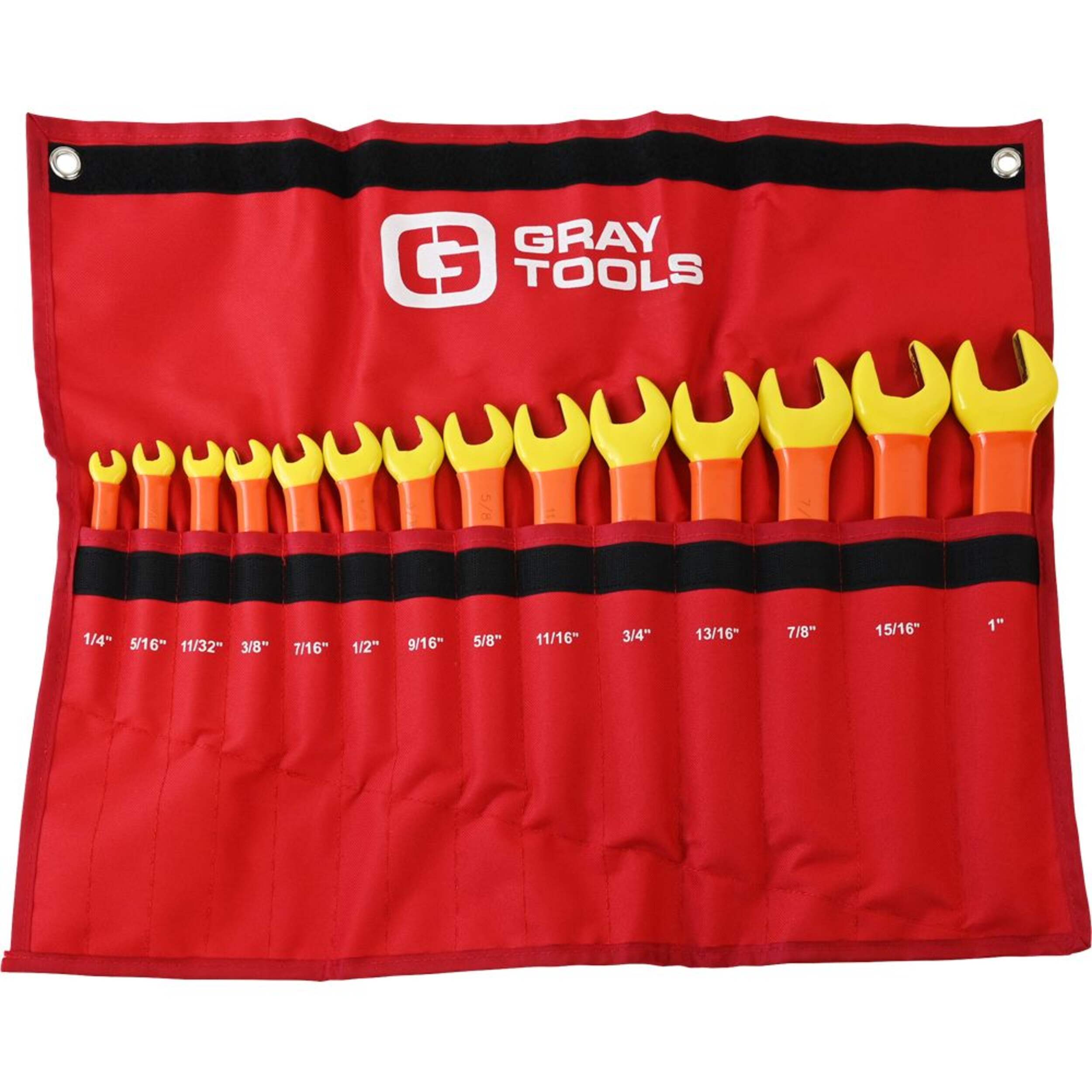 Gray Tools Wrench Set, SAE Open End 1000V Insulated, 14-pc Front_Flat