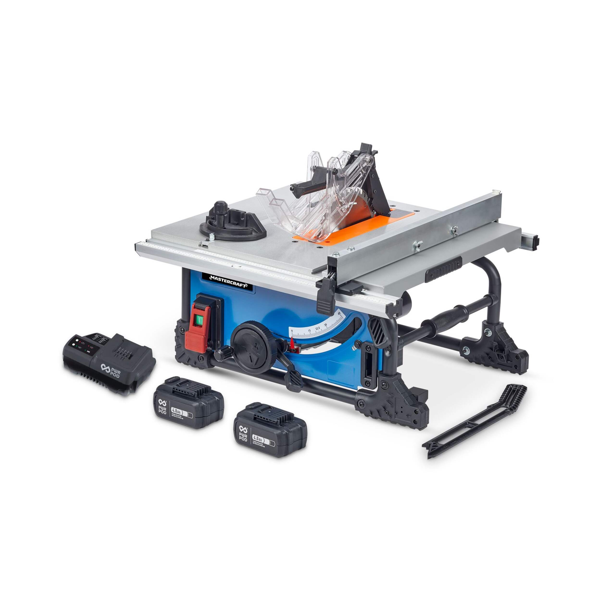 Mastercraft 2 x 20V MAX+ Cordless Table Saw Kit, with 8-1/4-in blade Front_Angled_Left