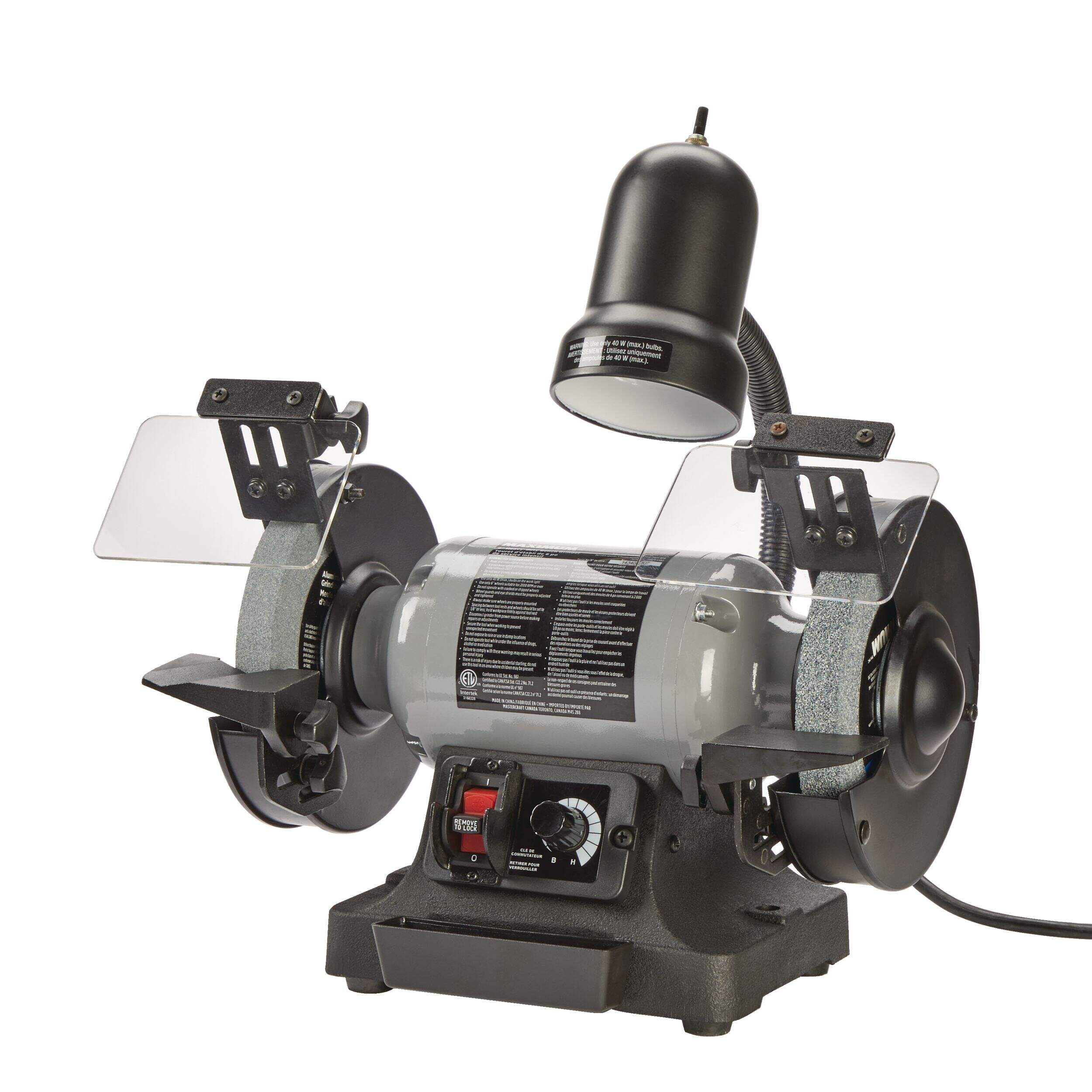 MAXIMUM 2.5 Amp Cast Iron Variable Speed Grinder, 6-in Front_Three_Fourths_Angled_Left