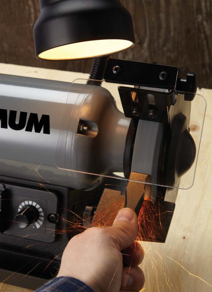 MAXIMUM 2.5 Amp Cast Iron Variable Speed Grinder, 6-in CloseUp