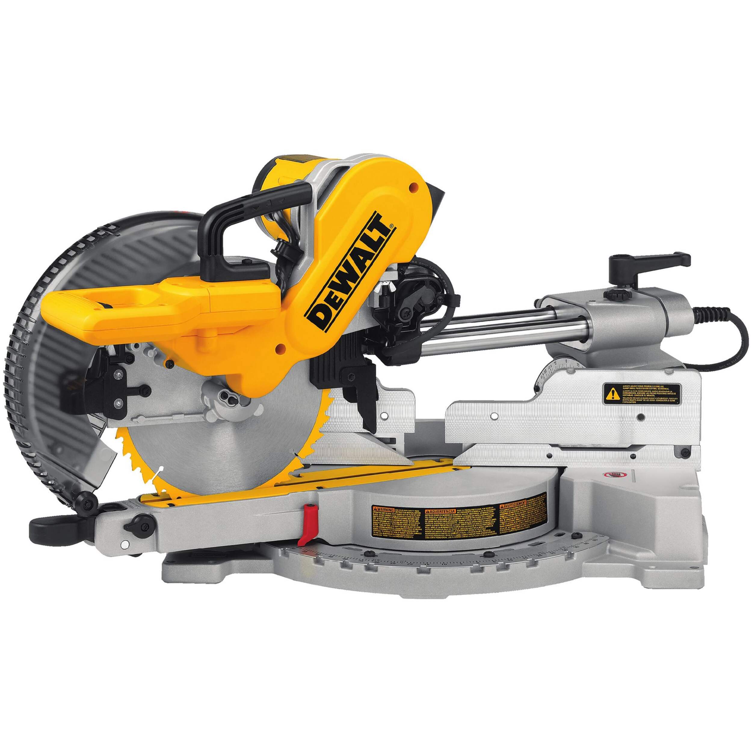 DEWALT 15A Dual-Bevel Sliding Mitre Saw, 10-in Front_Angled_Left