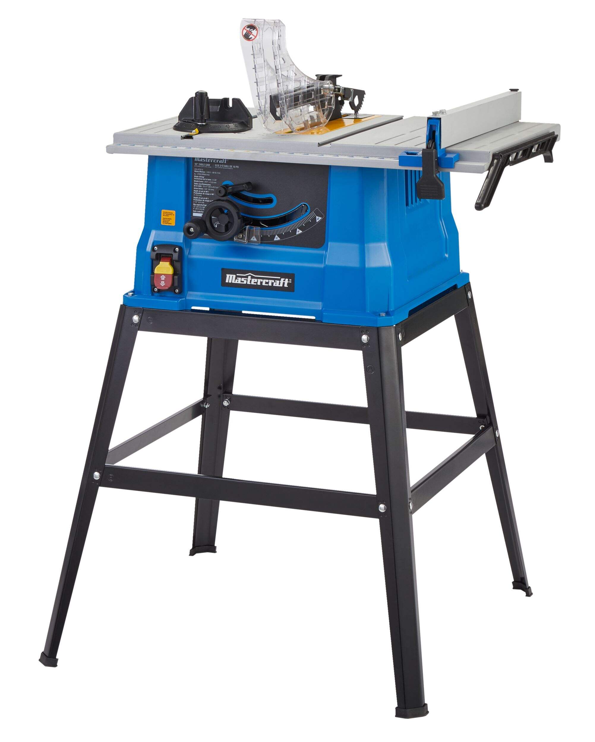 Mastercraft 15 Amp Table Saw with Heavy-Duty Steel Stand, 10-in Front_Three_Fourths_Angled_Left