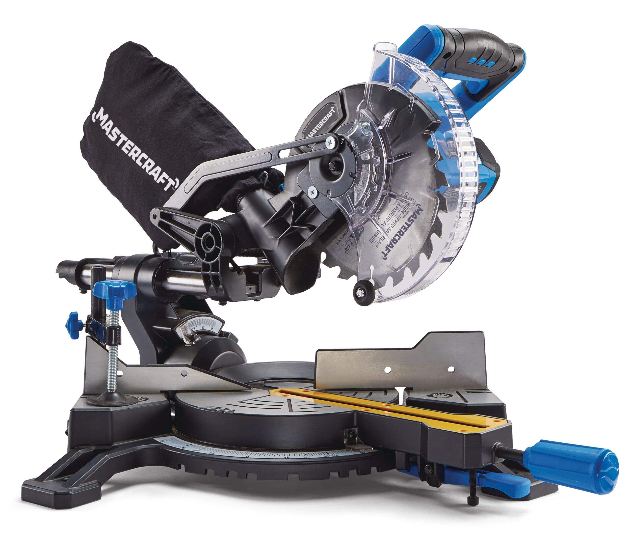 Mastercraft 9.5 Amp Single-Bevel Sliding Compound Mitre Saw, 7-1/4-in Front_Three_Fourths_Angled_Right