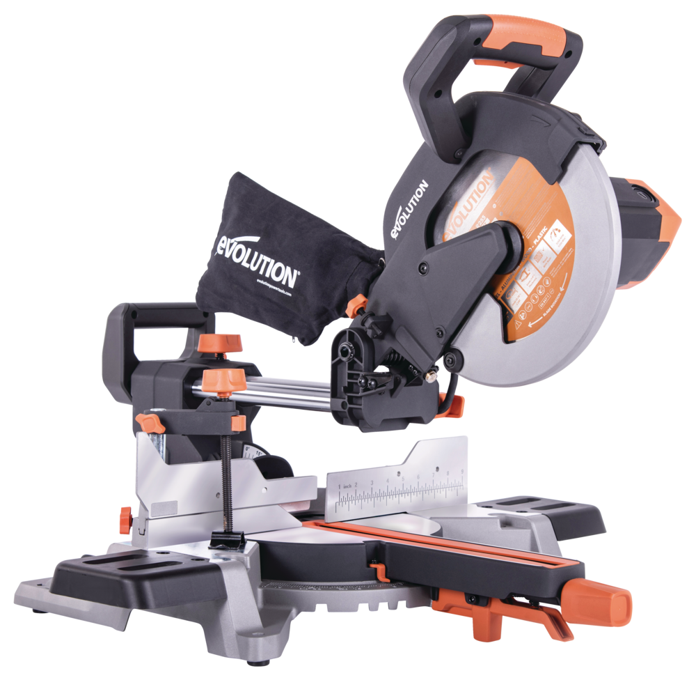 Evolution R255SMS+ 15 Amp Single-Bevel Sliding Mitre Saw with 10-in Multi- Material Cutting Blade Canadian Tire