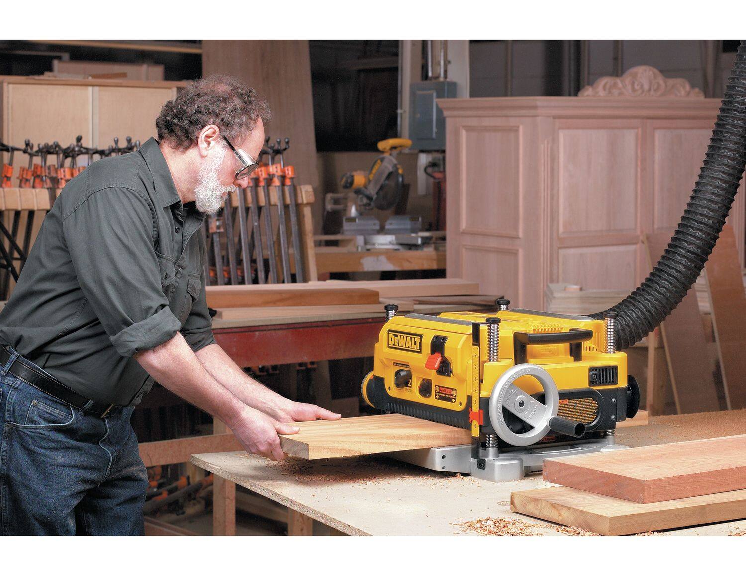 DEWALT DW735 15 Amp Aluminum 13 in. Three Knife Two Speed Thickness Planer Canadian Tire