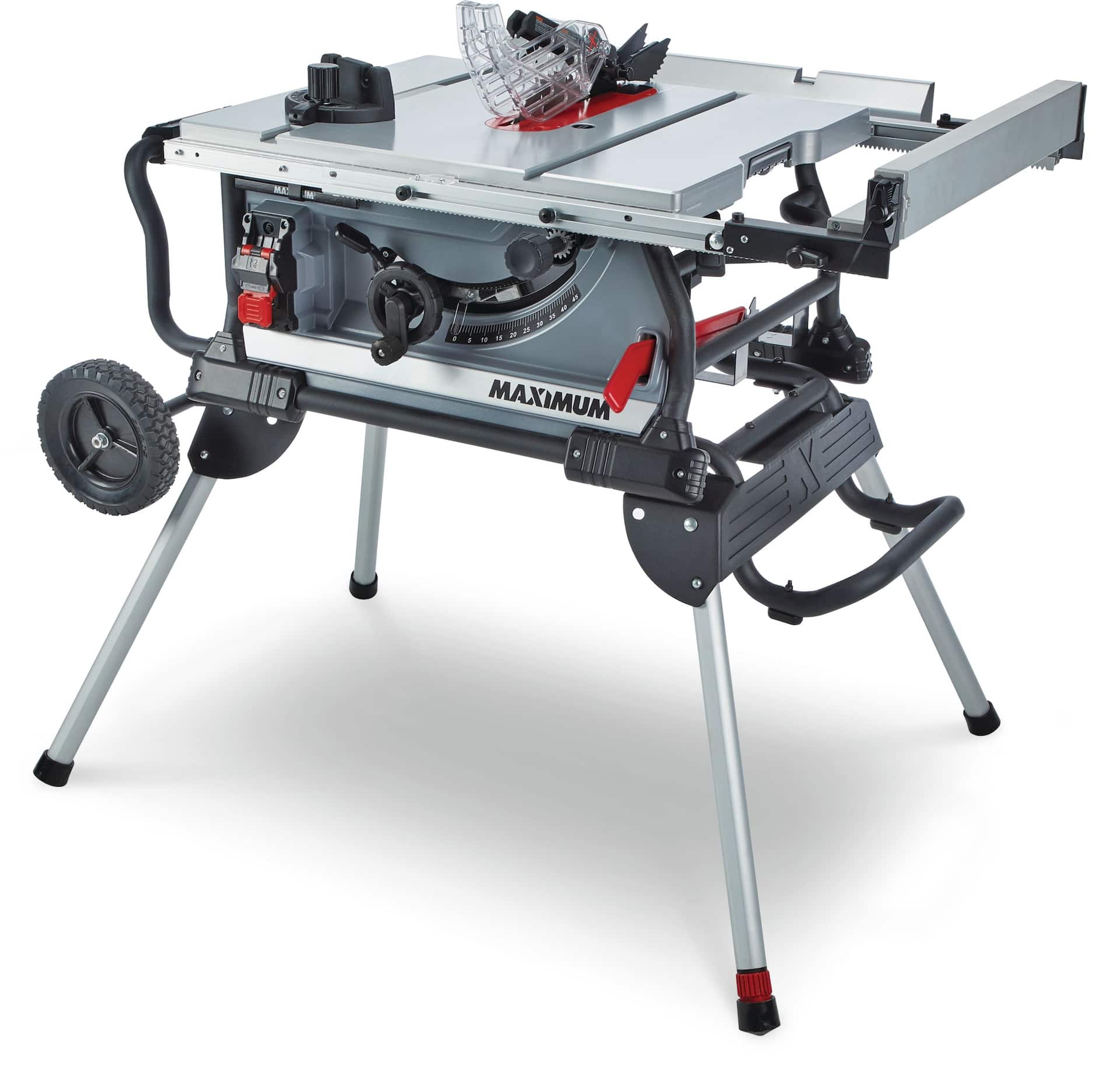 MAXIMUM 15 Amp Jobsite Table Saw with Rolling Stand, 10-in