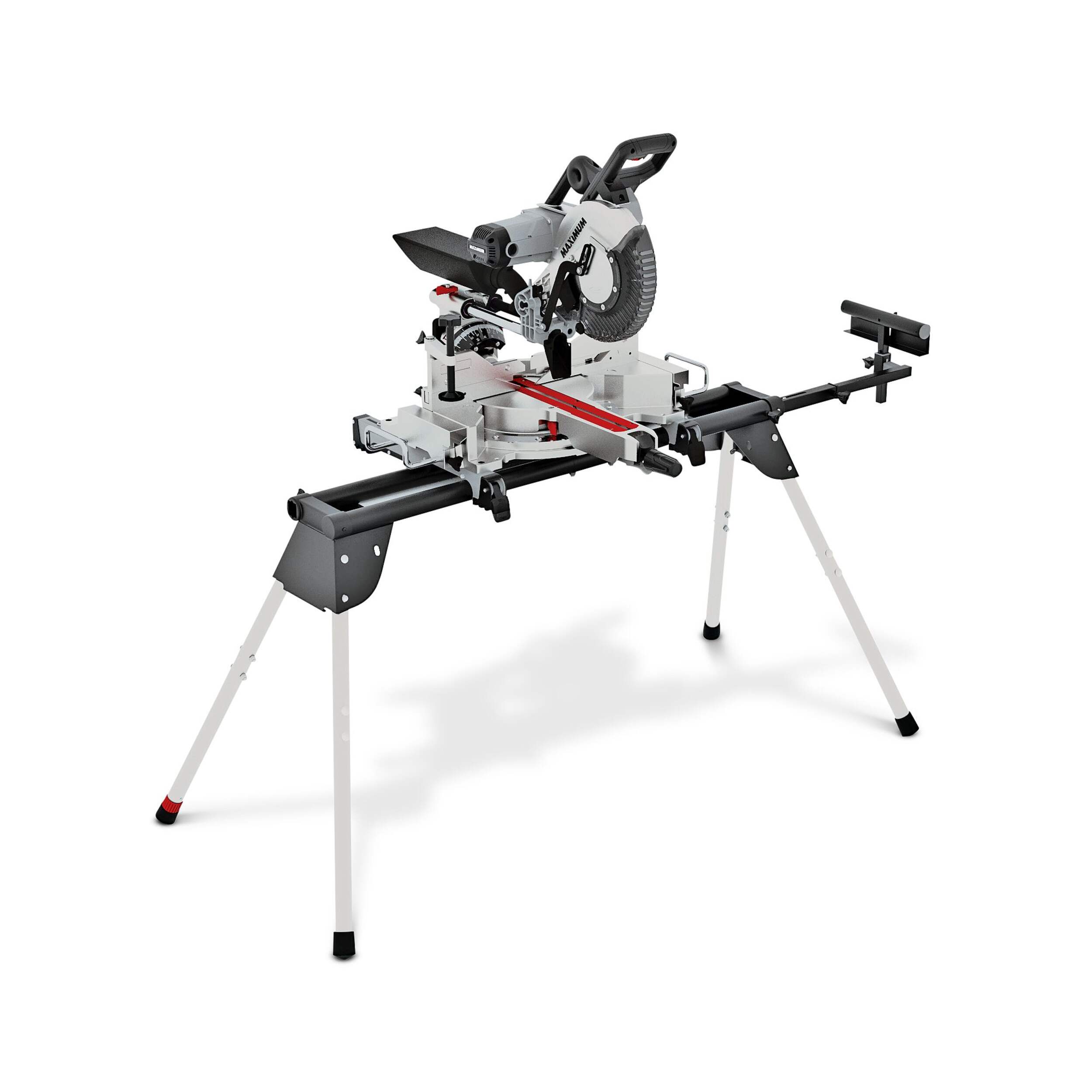 MAXIMUM 15 Amp Dual-Bevel Sliding Mitre Saw with Stand, 10-in Front_Angled_Right