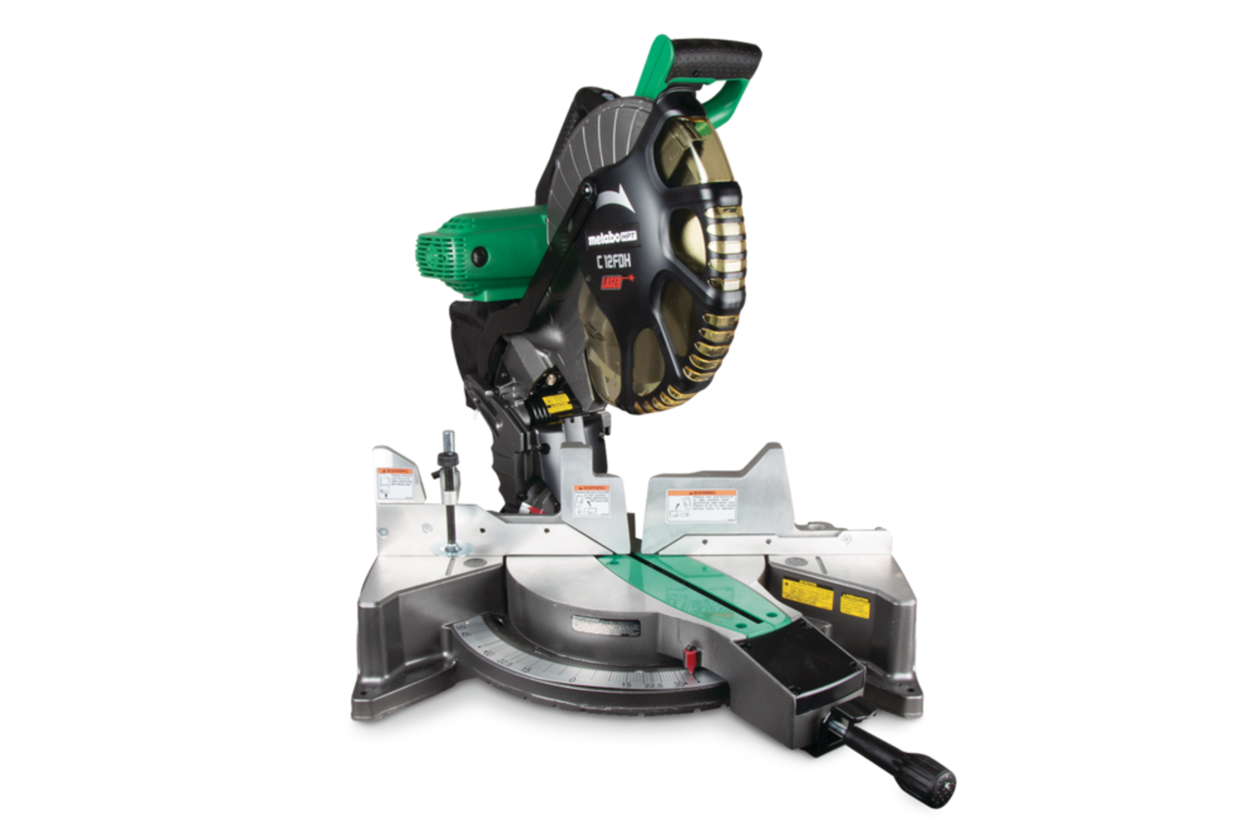 Scie à onglets compacte double avec marqueur laser Metabo HPT, 12 po Front_Three_Fourths_Angled_Right