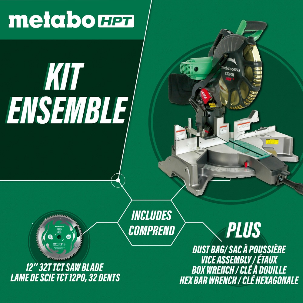 Metabo HPT 12in Dual Compound Mitre Saw with Laser Marker Canadian Tire