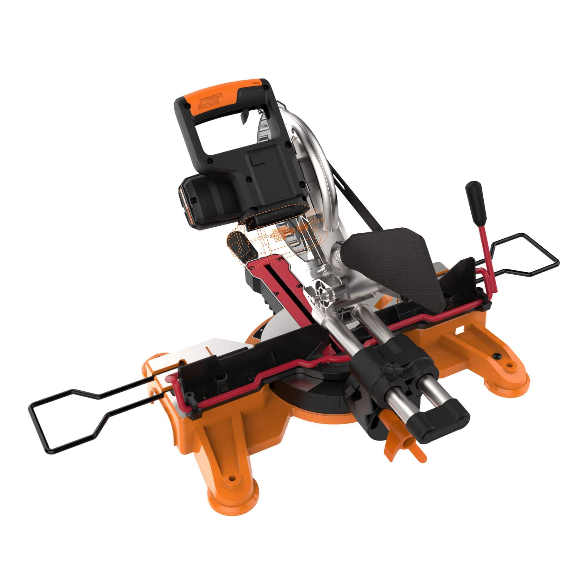 WORX NITRO 20V Sliding Miter Saw with Work Holding Clamp 7 1 4 in