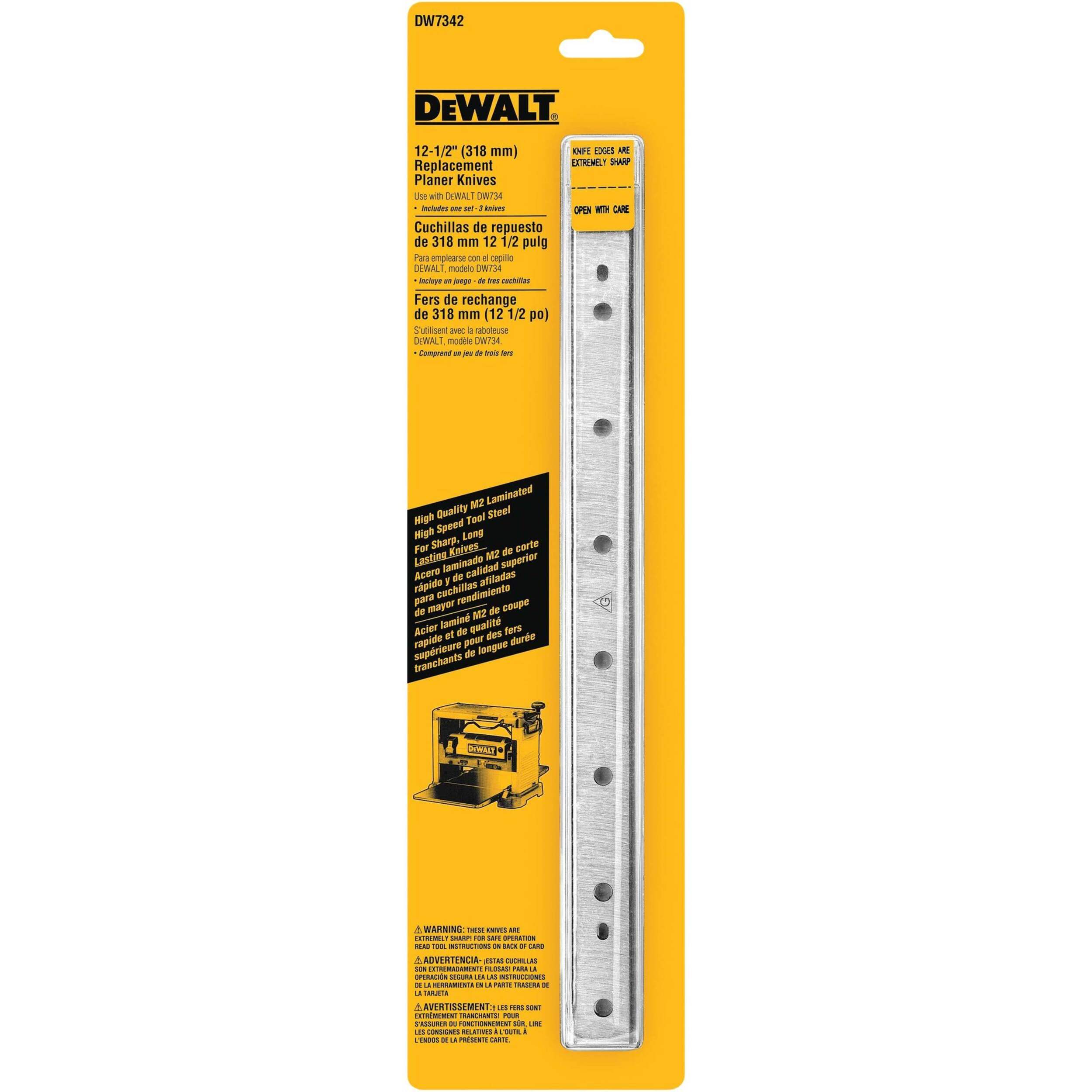DEWALT DW7342 12-1/2-in Disposable, Reversible Planer Knives Front_Flat