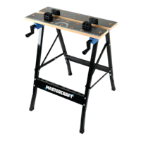Mastercraft Steel Folding Work Table / Sawhorse w/ MDF Tabletop, 25x30x24-30-in