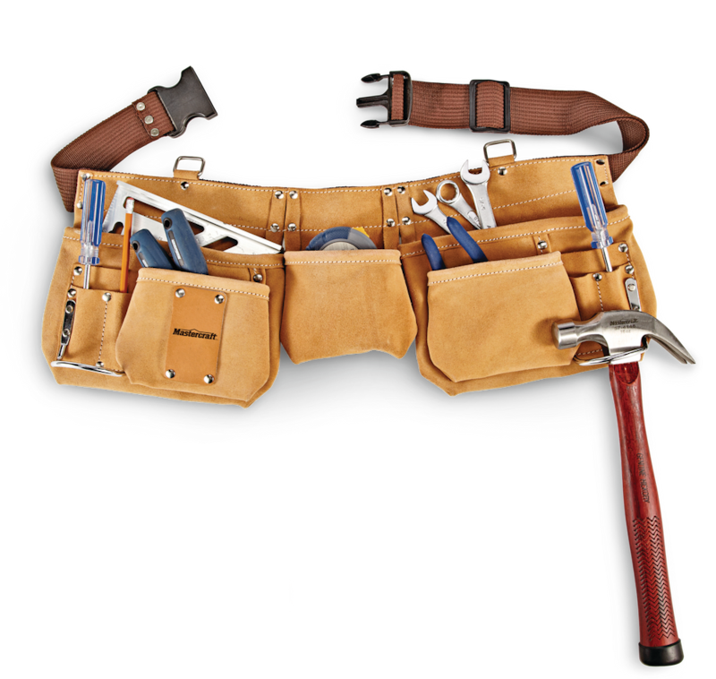 Mastercraft Suede Leather Adjustable Tool Belt w/ 11 Pockets Canadian