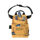 DEWALT Suede Leather Adjustable Nail Pouch w/ 10 Pockets & Belt Overhead_Flat