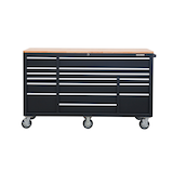 MAXIMUM Tool Cabinet with Wood Top and 4-Outlet Power Strip, Black, 74x24-in Front_Elevated