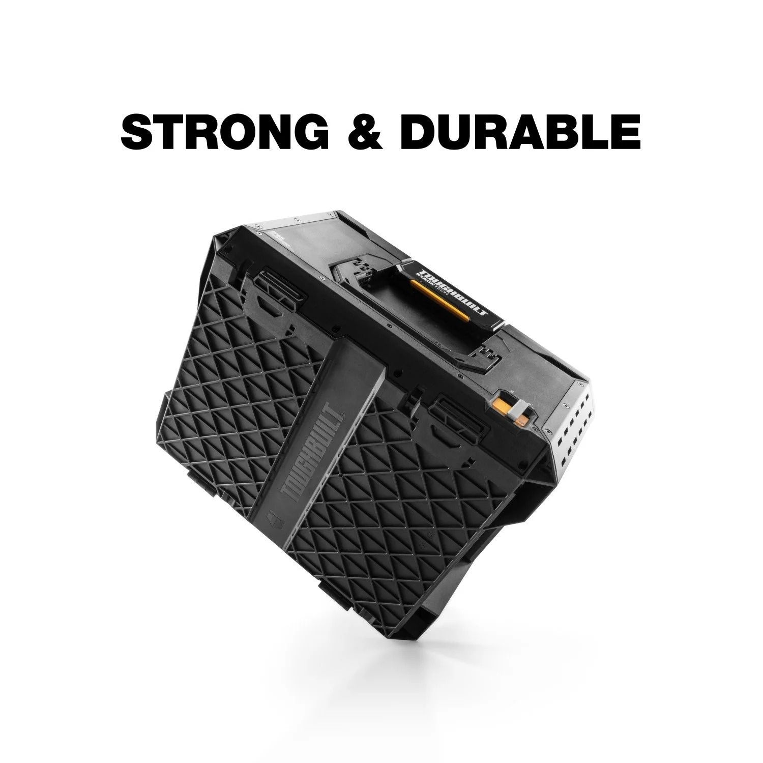ToughBuilt StackTech Middle Portable Modular Plastic/Metal Tool Box with Inner Tray, IP65-Rated, Black Front_Angled_Left