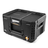 ToughBuilt StackTech Middle Portable Modular Plastic/Metal Tool Box with Inner Tray, IP65-Rated, Black Front_Three_Fourths_Angled_Left